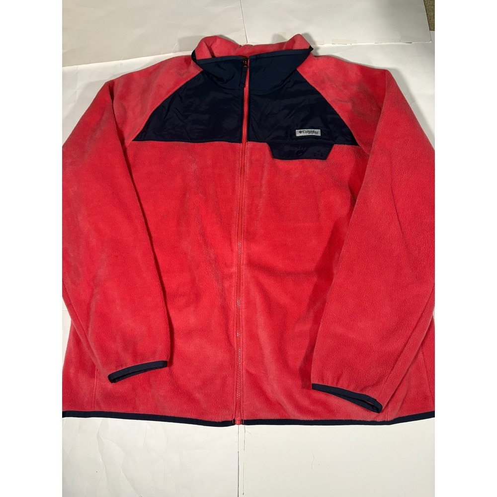 Columbia PFG Mens XXL Full Zip Fleece Jacket Red Navy Performance Fishing